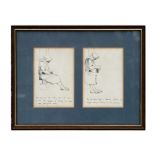 Early 20th century Greek school - a pair of pen & ink sketches depicting an old lady, each with a