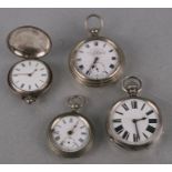 A silver cased open cased full hunter pocket watch; together with two open faced pocket watches (