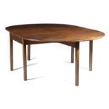 A George III mahogany gateleg dining table, the oval drop-leaf top on moulded legs, 71cm high, 137cm