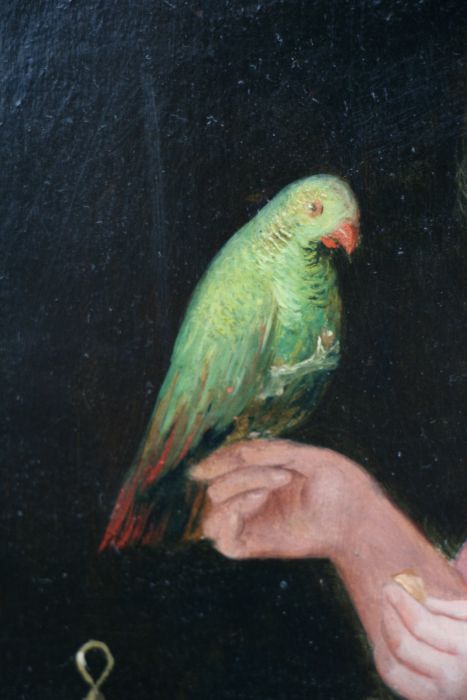 Follower of Casper Netcher - Girl with a Parrot within a Room Setting - in the 17th century style, - Image 5 of 8