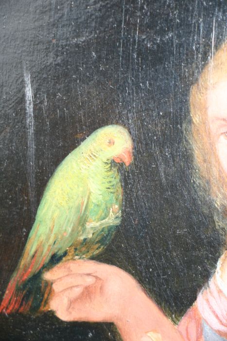Follower of Casper Netcher - Girl with a Parrot within a Room Setting - in the 17th century style, - Image 4 of 8