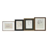 Early 20th century British school - four pencil portrait drawings, initialled 'DDG' and dated '29,