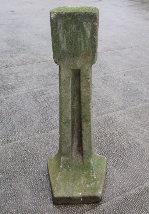 A well weathered concrete post, 113cms high.