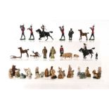 A quantity of assorted Britains lead soldiers, farm animals and various Wade Whimsies.