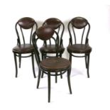 A set of four bentwood dining chairs with upholstered seats and backs (4).