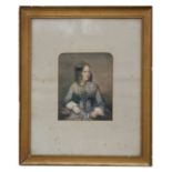 19th century school - Portrait of a Young Woman - watercolour, framed & glazed, 19.5 by 254cms.