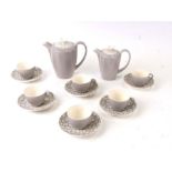 A Poole Pottery Grey Pebble coffee set designed by Robert Jefferson C1958Condition ReportAll