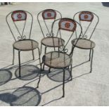 A set of four metal garden chairs with tiled backs (4).