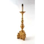 A large gilt plaster table lamp, 65cms high.