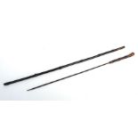 A cane sword stick with a 45cms (17.75ins) square section blade with an overall length of 85cms (