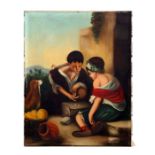 Late 19th / early 20th century school - Classical Scene Depicting Two Children Playing Dice -