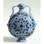 A Chinese blue & white two-handled moon flask with four character mark to the underside, 27cms