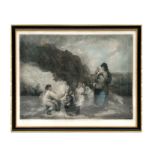 After George Morland - The Fern Gatherers - mezzotint, engraved by I R Smith, London, framed &