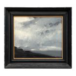 Davies (20th century British) - Grey Coastal Scene - signed lower left, oil on board, framed, 38