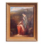 19th century school - Study of a Young Scottish Woman Wearing a Shawl - oil on canvas, framed, 71 by