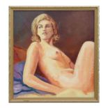 20th century school - Study of a Female Nude - oil on board, framed, 50 by 55cms.