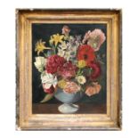 Kynaston Newbery (20th century school) - Still Life of Flowers in a Vase - signed lower right, oil