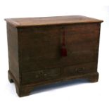 A 19th century pine and elm mule chest with two short drawers and internal candle box, on bracket
