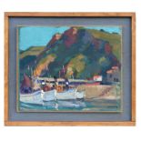 Vaquerd - Harbour Scene with Fishing Boats in the Foreground - oil on board, signed lower right,