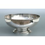 A large silver plated bowl by Walker & Hall, engraved with Pinewood Film Studio logo, 30cms