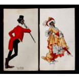 Jim Swift (American school) - two caricatures depicting Black Americans in theatrical costume,