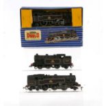 A Hornby OO locomotive and tender EDL18 Standard Class 2-6-4, black BR livery, boxed; and two