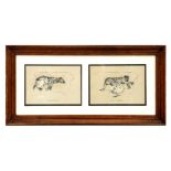 A pair of Cecil Aldin prints, framed & glazed as one - Gravitation - and - D'Nation - each 20 by