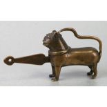 An Islamic / Moghul bronze lock in the form of a stylised lion, possibly 17th / 18th century,