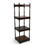 A Victorian walnut four-tier whatnot with turned supports, 40cms wide.Condition Reporttotal height