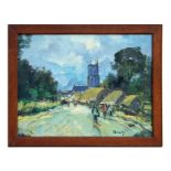 Cyril Deakins (1916-2002) - Village Street Scene - oil on board, signed lower right, framed &