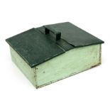 A distressed painted two-section shoe cleaning box.