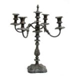 A large four-branch silver plated candelabrum, 54cms high.