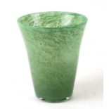 A Nazeing mottled green glass vase. 20cm high