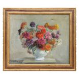 Kynaston Newbery (20th century school) - Still Life of Flowers in a Vase - signed lower left, oil on