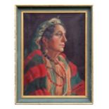 L A Armstrong - Portrait of Signora Rossi - signed & dated 1929 lower right, oil on canvas, 39 by