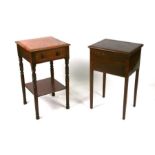 A 19th century mahogany two-tier side table with single frieze drawer, 40cms wide; together with a