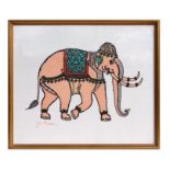 After Julia Thomson - An Indian Elephant - screen print, framed & glazed, 69 by 59cms; together with