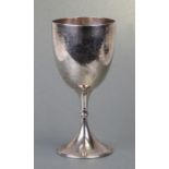 A Victorian silver goblet with engraved flowers and a bird, Sheffield 1892, 19cm high. 216g.