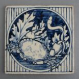 A Minton tile, stamped Minton Pottery Studio, Kensington Gore to verso, decorated with a crab, eel