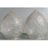 A pair of cracked ice effect glass ceiling light shades, 25cms high (2).Condition Reportgood overall
