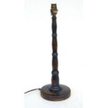 A chinoiserie table lamp with gilt decoration on a blue ground, 45cms high.