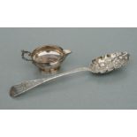 A William IV Irish silver berry spoon, Dublin 1835 and makers mark for James Le-Bas; together with a