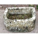 A well weathered carved stone cistern / trough, 43 by 49cms.