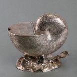 A silver plated nautilus shell spoon warmer, 14cms high.