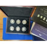 QEII silver proof Sculptor Portrait set - 2015 set of 6 x 28g Jersey silver coins, in wood case of