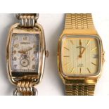 A Bulova 10ct gold filled Art Deco gentleman's wristwatch, the silvered dial with Arabic numerals