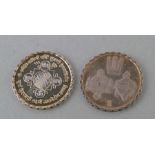 Two Asian white metal medallions, each 6cms diameter (untested), 200g (2).