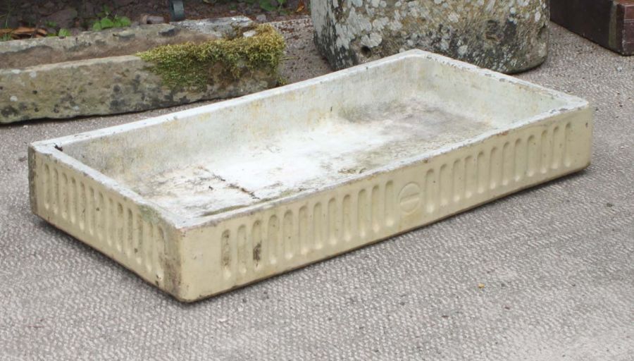 A large glazed shallow pottery sink or planter, 113 by 64cms. - Image 2 of 2