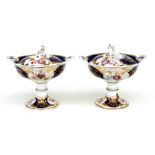 A pair of 19th century Chamberlain Worcester porcelain sauce tureens and covers decorated with