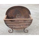 An iron fire basket, 51cms wide.